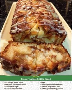 a close up of a pastry on a plate with information about the ingredients and how to make it