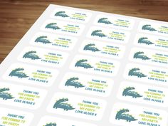 a sheet of stickers that say thank you and love cleverly with dinosaurs on them