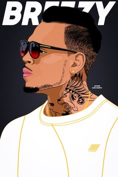 a man with sunglasses and tattoos on his face, in front of a black background