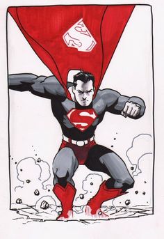 a drawing of a man in a superman costume