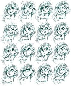 the many faces and expressions of an anime character