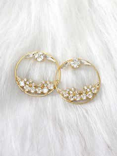 Hoop Earrings, Bridal Hoop Earrings, Swarovski White Crystal Bridal Earrings, Swarovski Bridal Earrings, Statement Gold Earrings, Big Hoops ♥IF YOU WANT THE BEST CHOSE THE ORIGINAL ♥ Top Quality Materials ♥ Excellent Customer Service ♥ Swarovski Authentications Tags ♥ Petite Delights is an Official SWAROVSKI® Branding Partner Official Swarovski Elements® Partner Made with real genuine high quality Austrian Swarovski ©Crystal . Our brand is legally licensed & authorized By Swarovski Compa... Gold Earrings Big, Urban Bride, Statement Gold Earrings, Large Stud Earrings, Crystal Bridal Earrings, Earrings Big, Bride Earrings, Wedding Party Jewelry, Earrings Swarovski