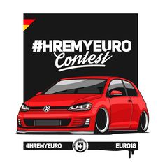 a red car with the words hemyeuro contest on it