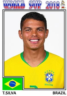 a soccer player is smiling for the camera in front of an official card with brazil's name on it