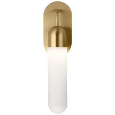 a light that is on the wall with a white glass tube in front of it