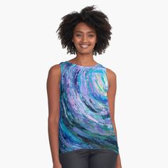 a women's tank top with an abstract painting on it