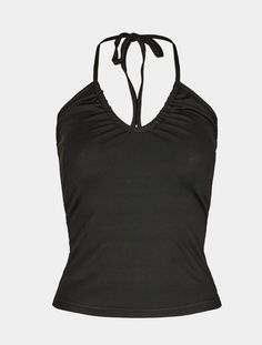 Black rib top with ties from Sofie Schnoor. Super practical. Dress it up or down. 95% polyester 5% elastane Sku# S232209_1000 Cute Black Tops, Practical Dress, Black Top Summer, Black Ribbed Top, Punk Rock Girl, Outfit Collages, Tøp Aesthetic, Rock Girl, Singlet Tops