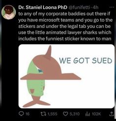 a twitter post with an image of a cartoon character on the left and text that reads, we got sud