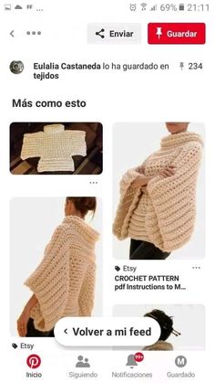 the crocheted sweater is on sale in spanish