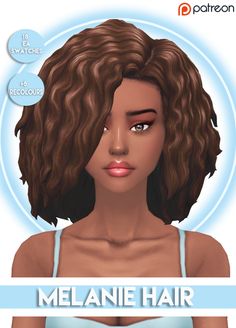 a woman with brown hair and blue bra is shown in this avatar for melanie hair