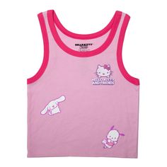 Stay Cute and Comfortable with the Hello Kitty & Friends Ribbed Women's Tank Top. For fans of Hello Kitty and her adorable friends, this Ribbed Women's Tank Top is a must-have addition to your wardrobe. Made from a soft and breathable blend of 50% cotton and 50% polyester, this tank top is not only cute but also incredibly comfortable for everyday wear. Hello Kitty Tank Top, Shop Hello Kitty, Hello Kitty Friends, Kitty Clothes, Hello Kitty And Friends, Pink Hello Kitty, Sleeve Packaging, Sanrio Characters, Sanrio Hello Kitty