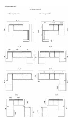 the diagram shows different types of couches and loveseats, as well as their measurements