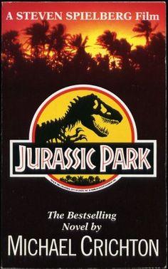 a book cover for the best selling novel by michael crichton, with an image of a dinosaur