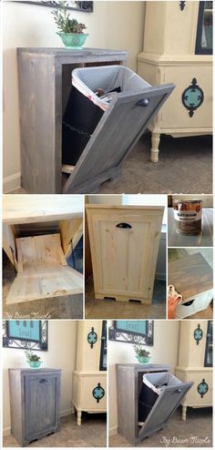 Hand-built wooden Tilt-out Trash Can Cabinet - 22 Genius DIY Home Decor Projects You Will Fall In Love With!!