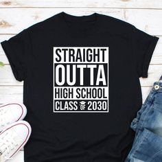 Straight Outta High School Class Of 2030 Shirt, Senior Graduation 2030 Shirt, Graduation Gift, Senior 2030 Shirt, High School Student Shirt Ordering Process for our valued customers ~ Please follow all steps to place an order. ~ Please select the hoodie type and size. ~ Please select color of the hoodie from drop down options. ~ If you want to purchase more than 1 , add current item to your cart and then you can click back, add more items for each product. ~ Once all your desired items , you can Senior Shirt Ideas 2023, Class Of 2023 Shirt Ideas, High School Graduation Shirts, Senior Class Shirts, Class Shirts, Senior Stuff, Senior 2022, Hoodie Ideas, Class Shirt