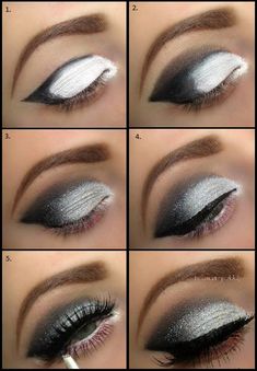 Cheer Hair, Smokey Eyes Tutorial, Cheer Makeup, Tutorial Eyeshadow, Grey Eyeshadow, Make Up Inspiration