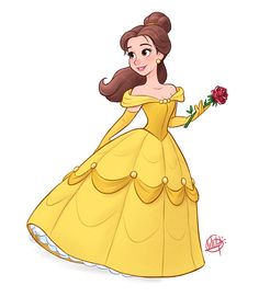 the princess from disney's beauty and the beast is holding a rose in her hand