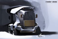 an artistic rendering of a futuristic car in the middle of a dark room with white walls