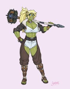 Orc Character Design, Female Orc, Half Orc, Modern Fantasy