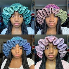 four pictures of different types of crochet hair