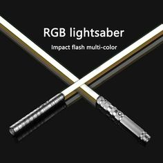 two lightsabers are shown with the caption, impact flash multi - color