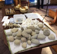 some rocks and other items on a table