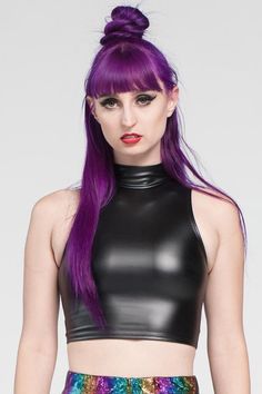 Fem Boy Outfits, Cyberpunk Goth, Leather Tops, Latex Top, Gothic Lingerie, Gothic Glam, Goth Glam, Zipper Shirt, Vinyl Clothing