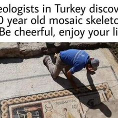 Prehistoria & SkullStore on Instagram: "This skeleton knows what's up!" Firoz Khan, Ancient Mosaic, Excavation Site, Floor Mosaic, Motivational Memes, Dining Room Floor, Roman Mosaic, The Skeleton, History Facts