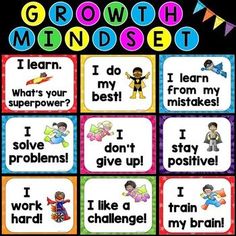 the growth minds poster is shown with words and pictures to describe how they are doing