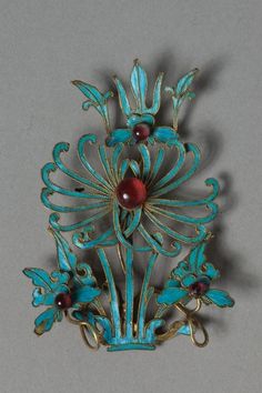 Headdress Ornament, 1800s-1900s China, Qing dynasty (1644-1912) Dynasty Jewelry, Vintage Hair Combs, Hair Adornments, Cleveland Museum Of Art