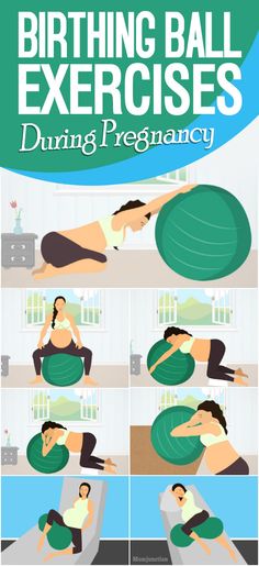 a poster showing how to use the birth ball exercises for pregnant bellying and breastfeeding