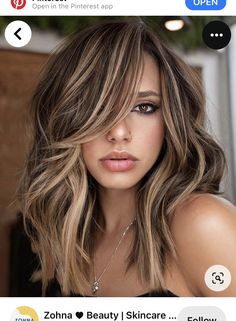 Heidi Powell Hair, Simple Special Occasion Hair, Chunky Ash Blonde Highlights On Dark Hair, Multi Dementional Brunette, Carmel Beige Highlights, Before And After Dark To Light Hair, Hair Longer On One Side, Highlights With Side Bangs, Latina Medium Length Hair