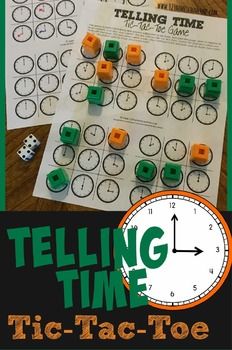 telling time tic - tac - toe game with dices on the table