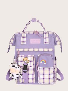 Mochila Kpop, Cute School Bags, Plaid Backpack, Preppy Bags, Backpack Clothes, School Bag College, Fotografi Iphone, Functional Backpack, Kawaii Bags