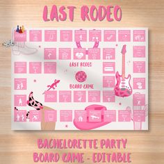 the bachelor party board game is pink and white