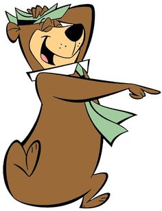 a cartoon bear is dancing and smiling