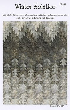 the cover of winter solstice quilt pattern is shown in grey and white colors