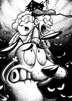 an image of a cartoon character in black and white, with the caption's name