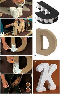 Carton Diy, Cardboard Letters, Diy Dekor, Paper Mache Letters, Letter Decoration, Diy Letters, Creation Deco, 3d Letters, Cardboard Crafts