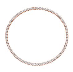 The necklace boasts a combined weight of 22.46 carats split between 114 individual stones of graded G-H color and VS clarity, with an average stone size of .19 carats. The piece is offered in 18k yellow, white, and rose gold. Angeles, Solitaire Necklace, Solitaire Necklaces, Oval Cut Diamond, Diamond Are A Girls Best Friend, Rose Gold Necklace, Girls Best Friend, Oval Cut, Kitchen Accessories