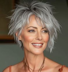 Pixie Wavy Hairstyles For Women, Long Messy Pixie Haircut, Medium Grey Hair, Shaggy Pixie Cuts Round Face, Short Gray Hair Over 50, Plus Size Haircut Double Chin, Asymetrical Bob, Razor Cut Bob