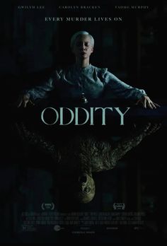 the poster for oddity, which features an image of a woman with her arms outstretched