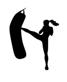 the silhouette of a woman kicking another person with her leg in the air, on a white background