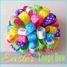 Learn how to make this fun Easter loopy hair-bow on the blog where Danielle shares her easy instructions! Hair Bow Making Tutorials, Things To Do With Ribbon, Loopy Bow Tutorial, Korker Bows, Hair Bow Instructions, Ribbon Collection, Loopy Bow, Making Bows