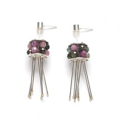 Jellyfish Earrings with Tourmaline by Ashka Dymel (Silver & Stone Earrings) | Artful Home Jellyfish, Jewelry History, Jellyfish Earrings, Framed Jewelry, Bar Jewelry, Jewelry Showcases, Artful Home, Stone Earrings, Modern Jewelry