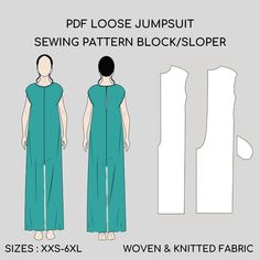 Women's Loose Jumpsuit with Pocket, Printable PDF Sewing Pattern Block Pdf Loose Jumpsuit with Pockets, Romper Pattern | Summer Day Holiday Jumpsuit | Women's Sewing Pattern Block, Sizes XS-6XL Sizes (Regular & Plus) XS- 6XL, Woven Fabric Are you a self-taught sewer or a professional fashion designer? Fashion student or graduate, crafter, seamstress, tailor, or pattern maker? Do you create patterns for fun or professional? Then this is for you! It is a Women's Pdf Sewing Patterns Block (Sloper) for woven & knitted fabrics It is a TOOL (Basic Template), to work with and develop into a variety of garments. You can manipulate them to create your own unique designs or use the patterns as they are and add seams only. SEWING TUTORIAL & SEAM ALLOWANCES NOT INCLUDED. You need basic knowledge of se Jumpsuit Diy, Diy Clothes Tutorial, Holiday Jumpsuit, Convertible Clothing, Free Printable Sewing Patterns, Romper Sewing Pattern