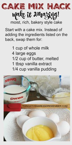 cake mix hack with instructions on how to make it