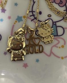 Hello Kitty Gold Necklace, Aesthetic Christmas Wishlist, Hello Kitty Chain, Xoxo Jewelry, La Jewelry, Dope Jewelry Accessories, Hello Kitty Jewelry, Charmmy Kitty