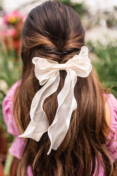 This barrette is the most adorable feminine bow! It is made out of a sheer fabric, has a double bow, and the cutest embroidered edge to give it effortless waves. It is the cutest accessory for any way you like to style your hair! Wear it for a date night, a girls night, or everyday. Toddler Hairstyles, Embroidered Edge, Effortless Waves, Bow Ponytail, Bow Barrette, Hair School, Flower Girl Hairstyles, Double Bow