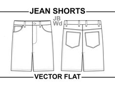 the front and back views of jean shorts